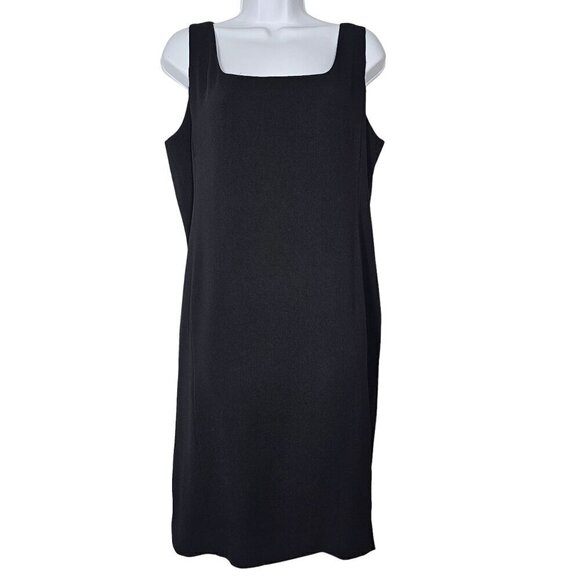 Emanuel Ungaro Knee Length Sleeveless Square Neck Sheath Dress Black Women 14/48 - Picture 1 of 12